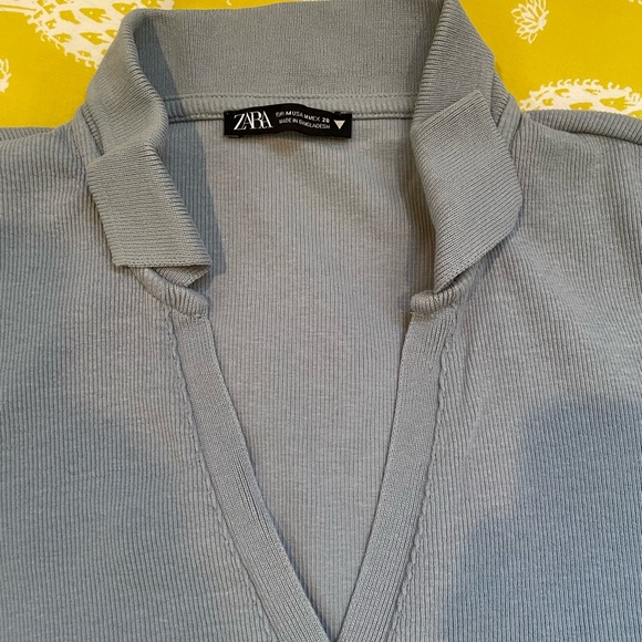 Zara Stretchy Collared Crop Top - Picture 2 of 6